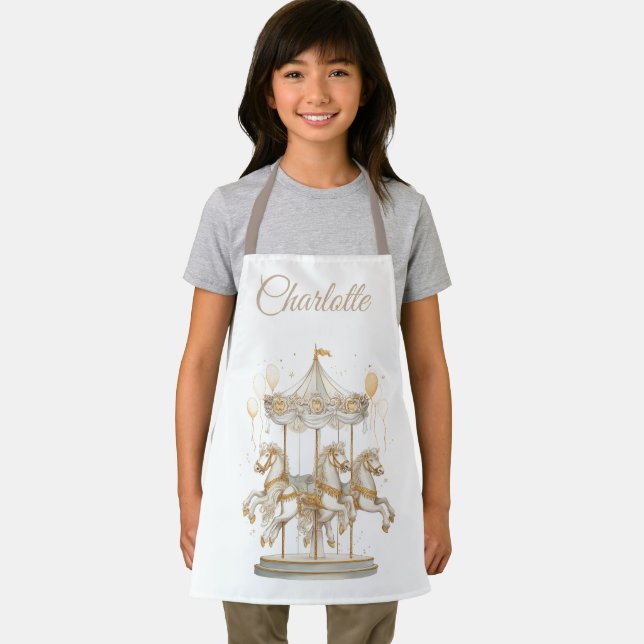 Delantal Custom Name Kids Apron | Carousel Magic (in situ)