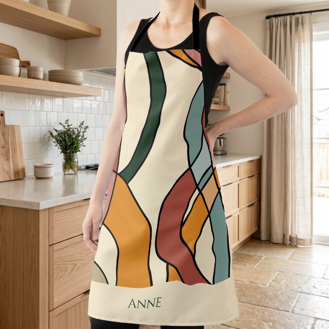 Delantal Custom Name Scandinavian Abstract Muted Kitchen  (Custom Name Scandinavian Abstract Muted Kitchen Gi Apron)