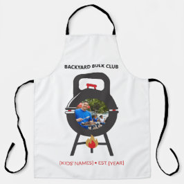 Delantal Custom Photo Black Kettlebell BBQ Dad Grill Badge