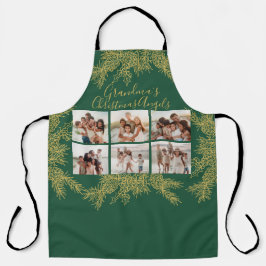 Delantal Custom Photo Collage Elegant Grandma's Christmas