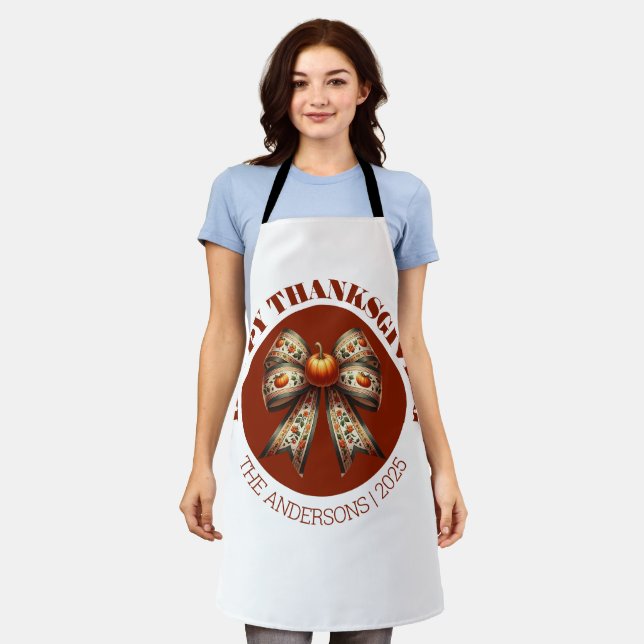 Delantal Custom Thanksgiving white &brown elegant Pumpkins (Gastado)