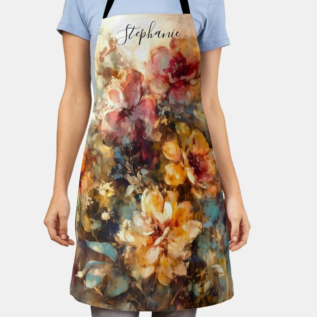 Delantal Custom Vibrant Floral Watercolor Art (Subido por el creador)