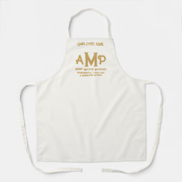 Delantal Custom White and Gold Monogram Business