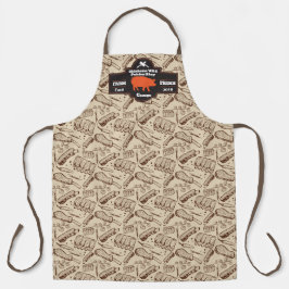 Delantal Customize Butcher Shop Brown Hog Pork Rib Design