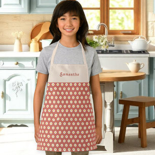 Delantal Customized children's apron with orange daisy