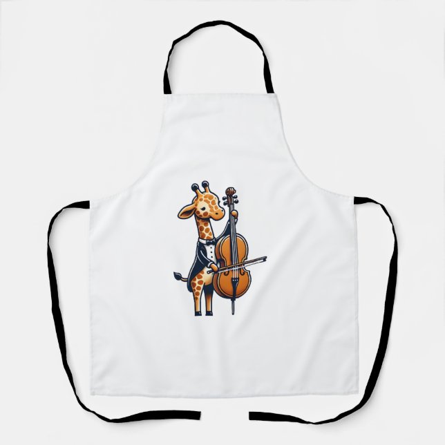 Delantal Cuta jirafa tocando música Cello Giraffes (Anverso)