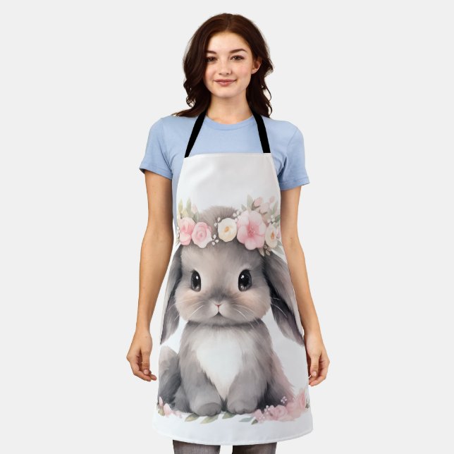 Delantal Cute acuarela bebé Chicas gráficos de conejo de Pa (Gastado)