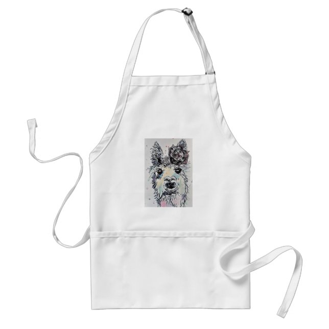Delantal Cute Alpacca Llama Watercolor Art Kitchen Apron (Frente)