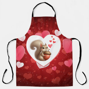 Delantal Cute ardilla divertida día de San Valentín