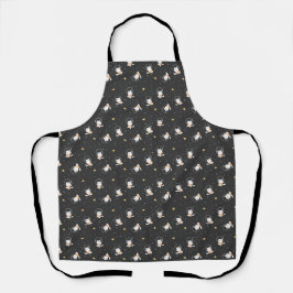 Delantal Cute astronaut cat pattern with black background