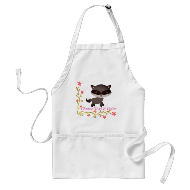 Delantal Cute Baby Raccoon with Flowers (Frente)