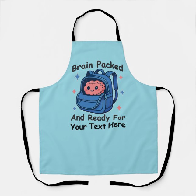 Delantal Cute Back-to-School Customizable “Brain Ready" (Anverso)