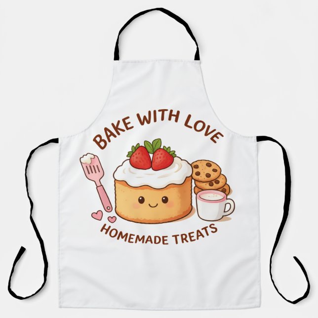 Delantal Cute "Bake With Love" Illustration (Anverso)