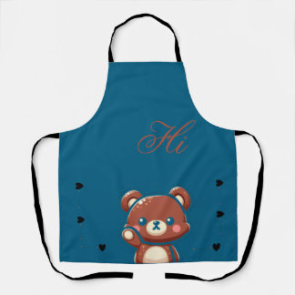 Delantal Cute Bear Apron–Teal Blue Teddy Bear Kitchen Apron