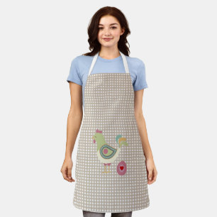 Delantal Cute Beige Gingham Chicken Apron