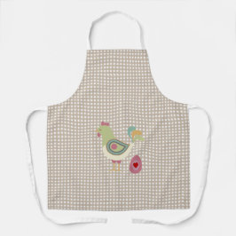 Delantal Cute Beige Gingham Chicken Apron