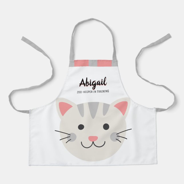 Delantal Cute BIG Cartoon Kitten Zoo Keeper in Training (Anverso)
