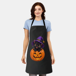 Delantal Cute Black Cat Halloween Bruja Pumpkin Sticker Ell