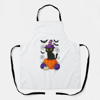 Delantal Cute Black Witch Cat Pumpkin Halloween Costume Fal