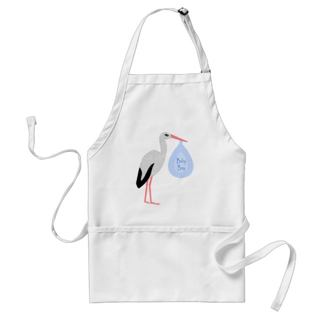 Delantal Cute Blue Baby Boy Stork (Frente)