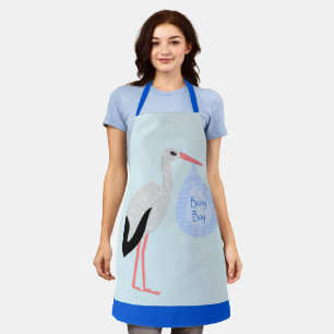 Delantal Cute Blue Baby Boy Stork