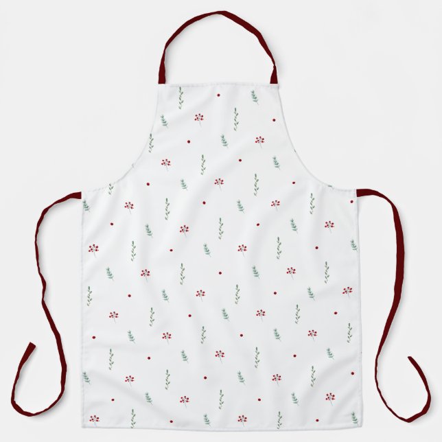 Delantal Cute Botanical Winter Christmas Pattern Apron (Anverso)