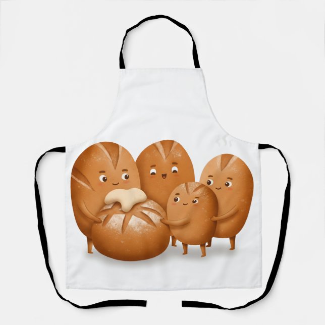 Delantal Cute Bread Loaf Family Holding Round Sourdough (Anverso)