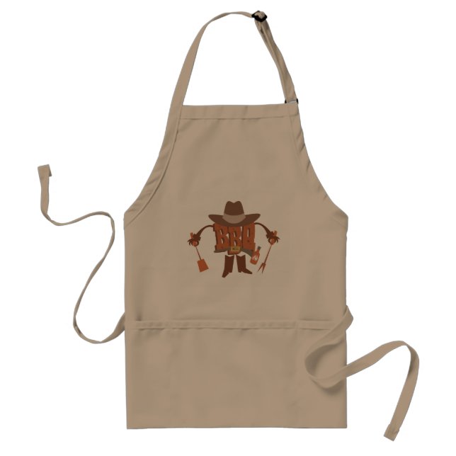 Delantal Cute Brown BBQ utensilios (Frente)