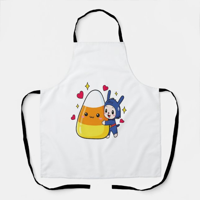 Delantal Cute Bunny Abgging Candy Corn (Anverso)