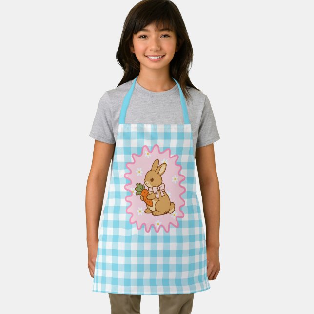 Delantal Cute Bunny Carrot & Daisy Gingham (in situ)