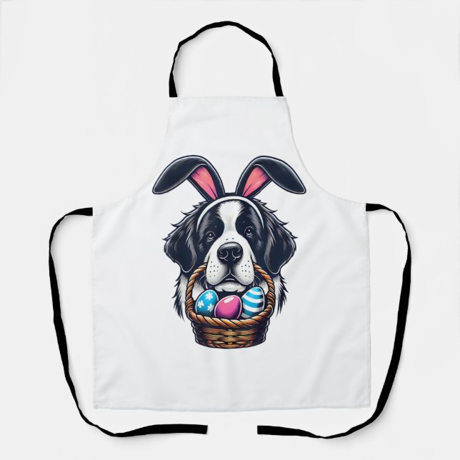 Delantal Cute Bunny Ear Saint Bernard Dog Easter Egg Owner  (Anverso)