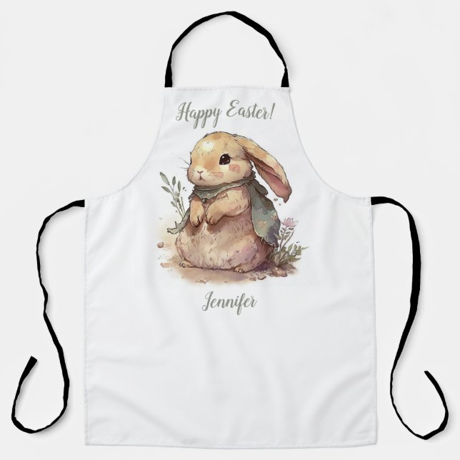 Delantal Cute Bunny Happy Easter Kitchon Apron (Anverso)