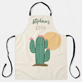 Delantal Cute Cactus Personalized Kitchen Apron