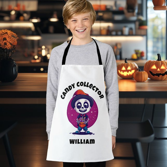 Delantal Cute Candy Collector Skeleton niños Halloween (Cute Candy Collector Skeleton Boys Halloween Apron)