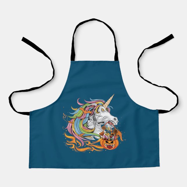 Delantal Cute Candy Corn Unicorn Halloween (Anverso)