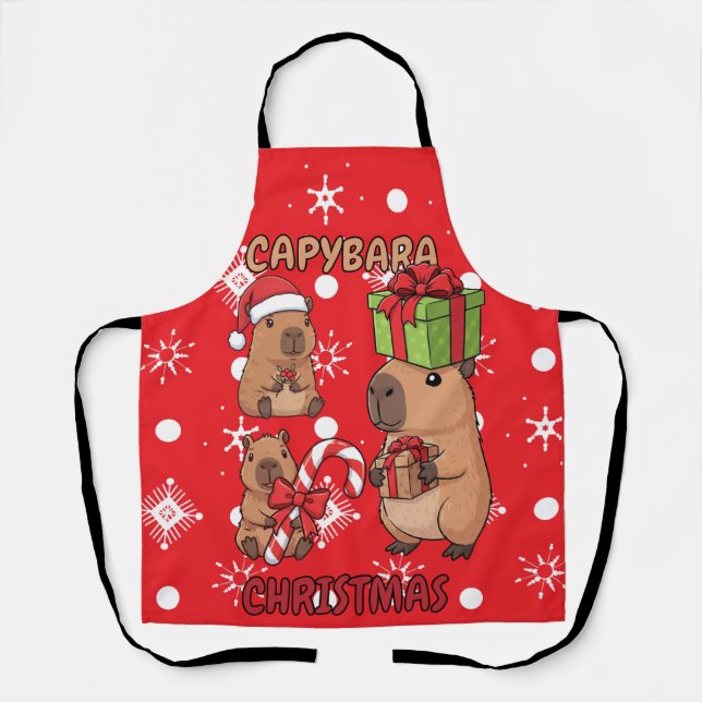 Delantal Cute Capybara Christmas Lights Festive Party (Anverso)