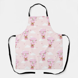 Delantal Cute Capybara Pink Hot Air Balloon Apron