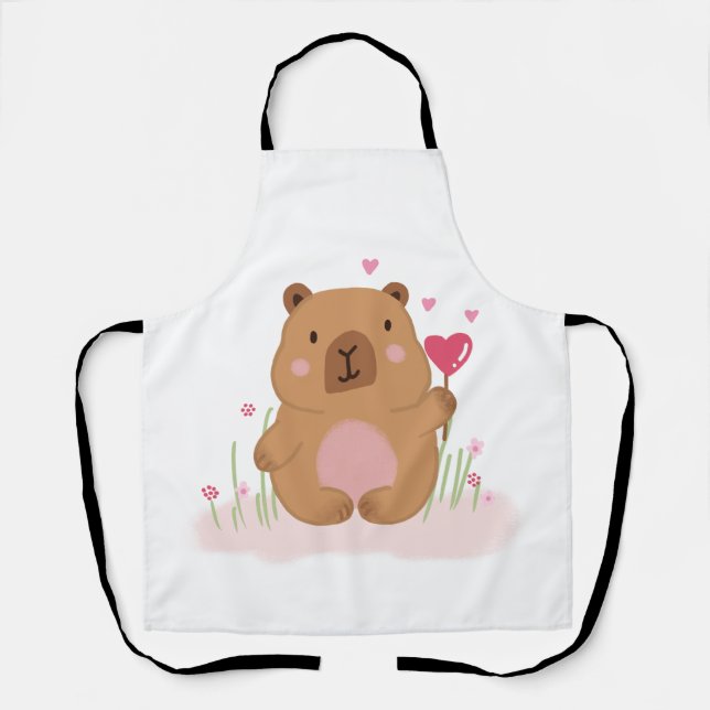 Delantal Cute Capybara Valentine Anniversary Kitchen Gift (Anverso)