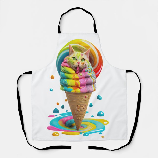 Delantal Cute Cat Ice Cream Cone colorido (Anverso)