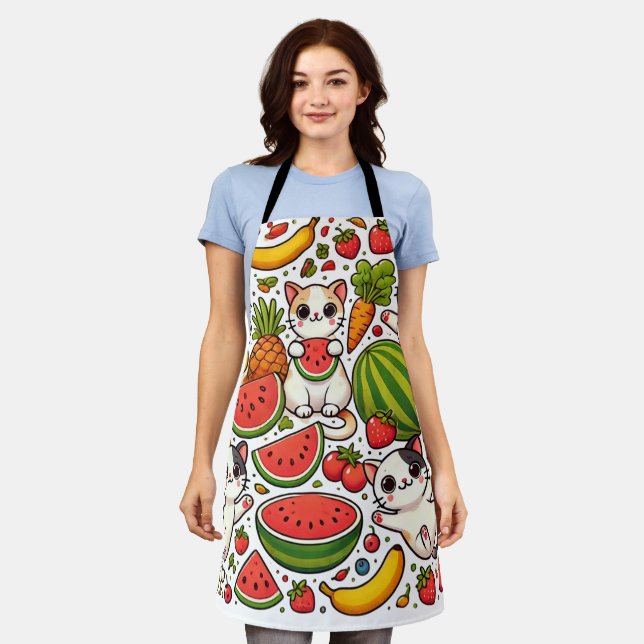 Delantal Cute Cat Kitchen Apron - Personalizado lúdico (Gastado)