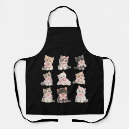 Delantal Cute Cat Lover's Kitchen Adorable Pink Bow Kittens