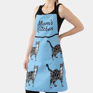 Delantal Cute Cat Tabby Pattern Blue Cats Mamá Cocina