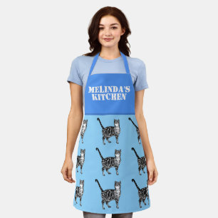 Delantal Cute Cat Tabby Pattern Gatos Azules Cocina
