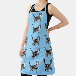 Delantal Cute Cat Tabby Pattern Gatos Azules Cocina