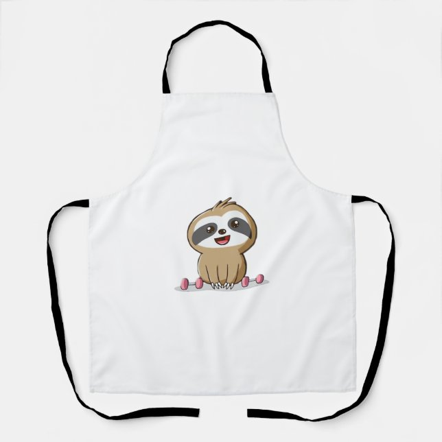 Delantal Cute Chibi Sloth Workout � Funny Kawaii Gym Animal (Anverso)