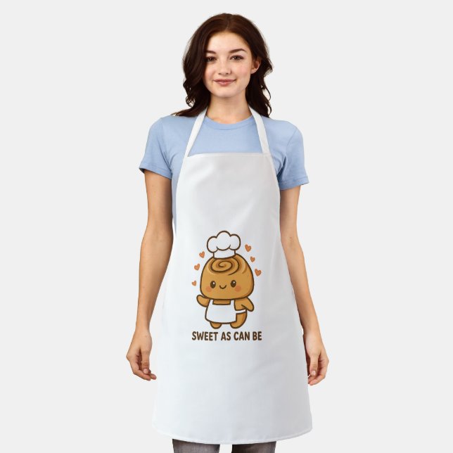 Delantal "Cute Cinnamon Roll Chef - Kawaii Baking Design (Gastado)