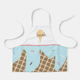 Delantal Cute Cono De Helado Derritiéndose Purpurina Rosa A