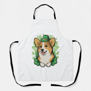 Delantal Cute Corgi Lover Shamrock Feliz Día de San Patrón