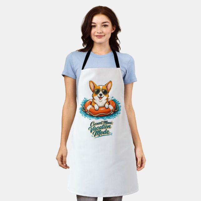 Delantal Cute Corgi "Vacation Mode" Summer Design (Gastado)