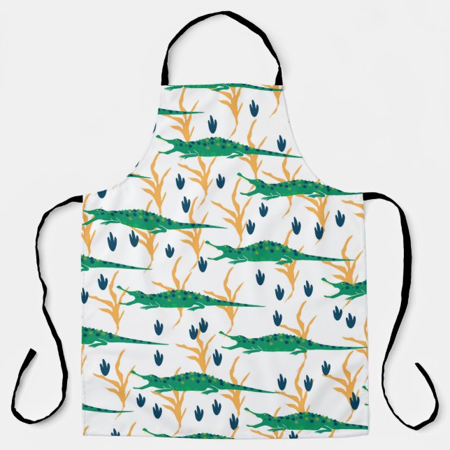 Delantal Cute crocodiles seamless pattern. Cartoon animals. (Anverso)